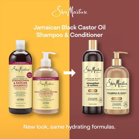 Shea Moisture packaging showing shampoo and conditioner bottles