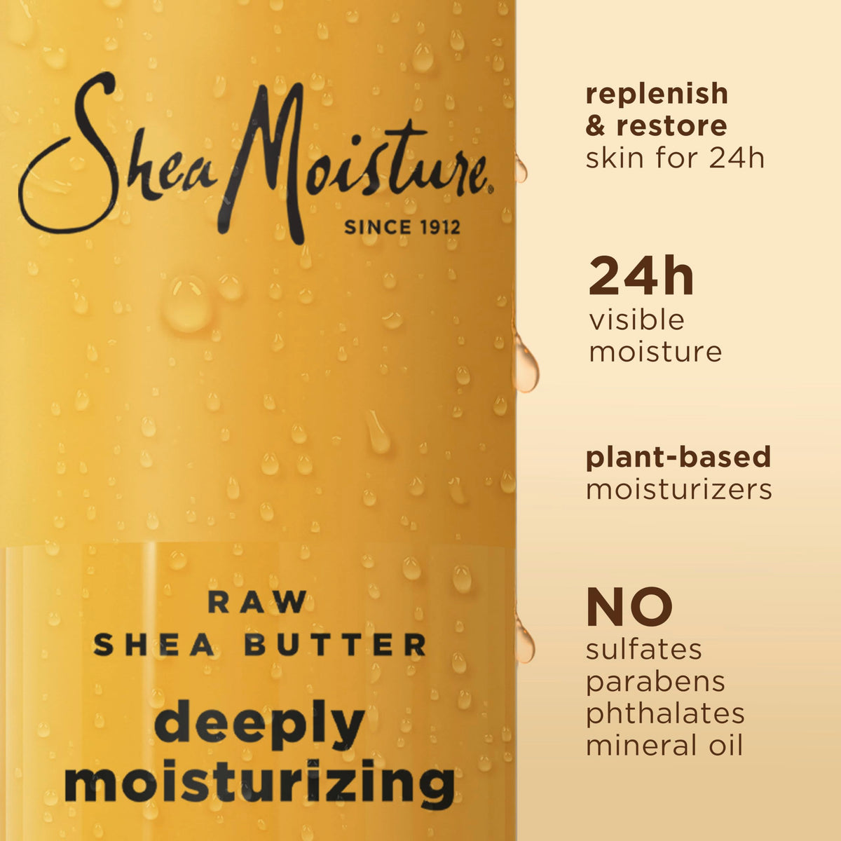 SheaMoisture Raw Shea Butter Body Wash with ingredients displayed
