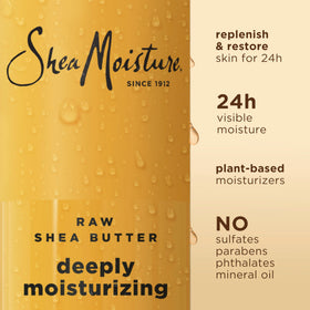 SheaMoisture Raw Shea Butter Body Wash with ingredients displayed