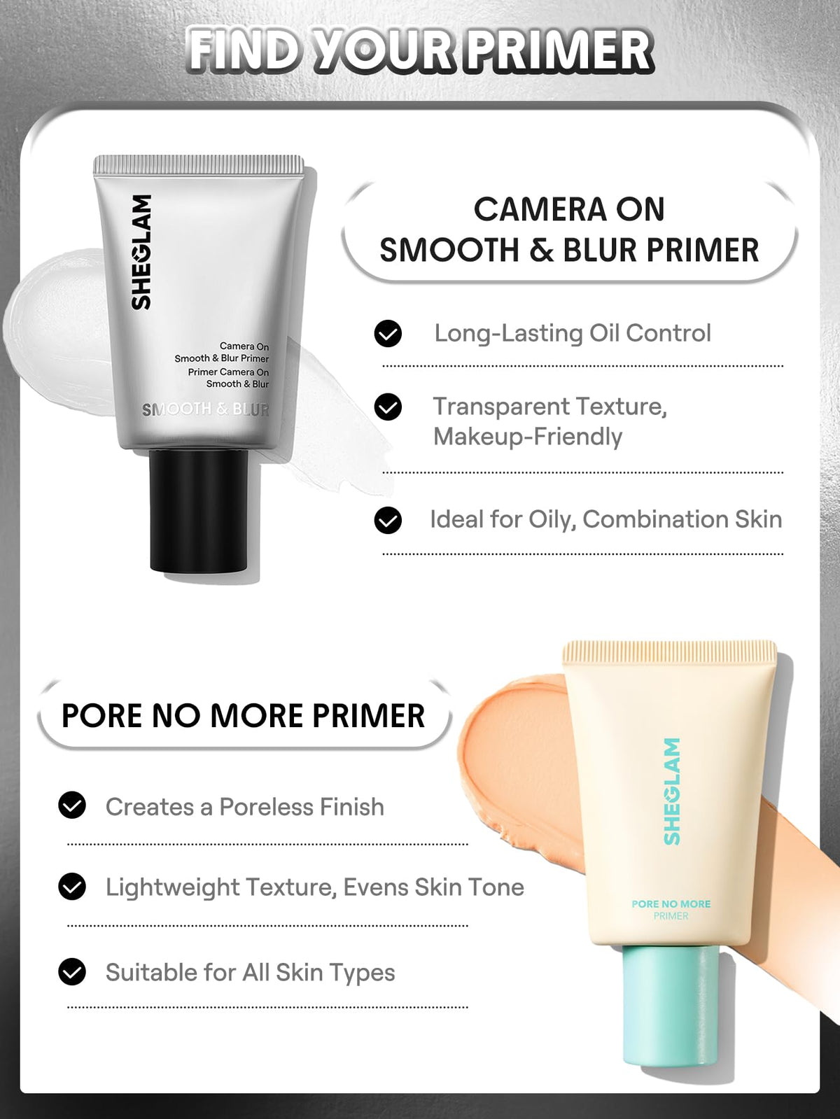 SHEGLAM Camera On Smooth & Blur Primer 50g texture close-up