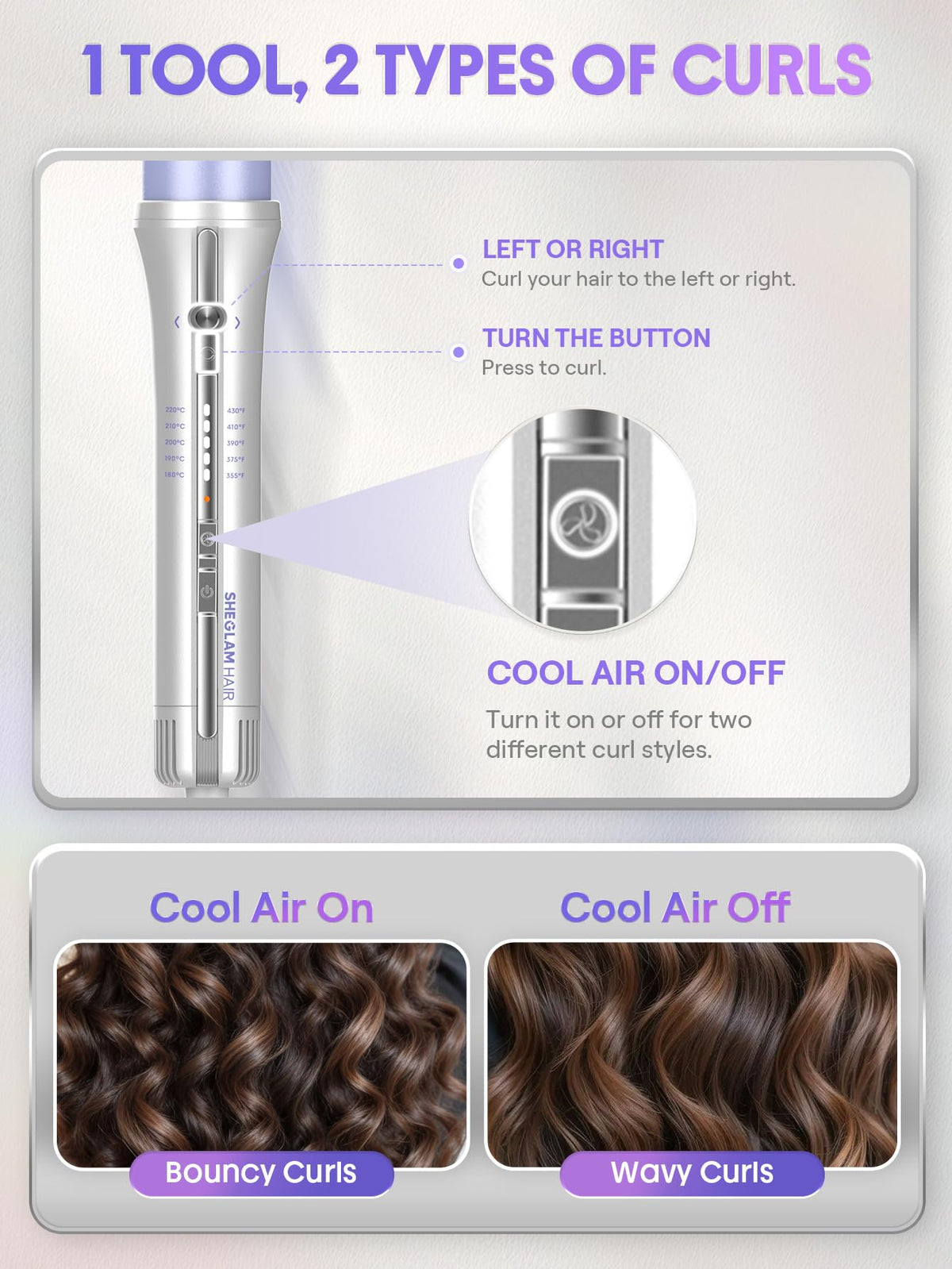 SHEGLAM One Touch Airflow Styler Pro demonstrating curl setting