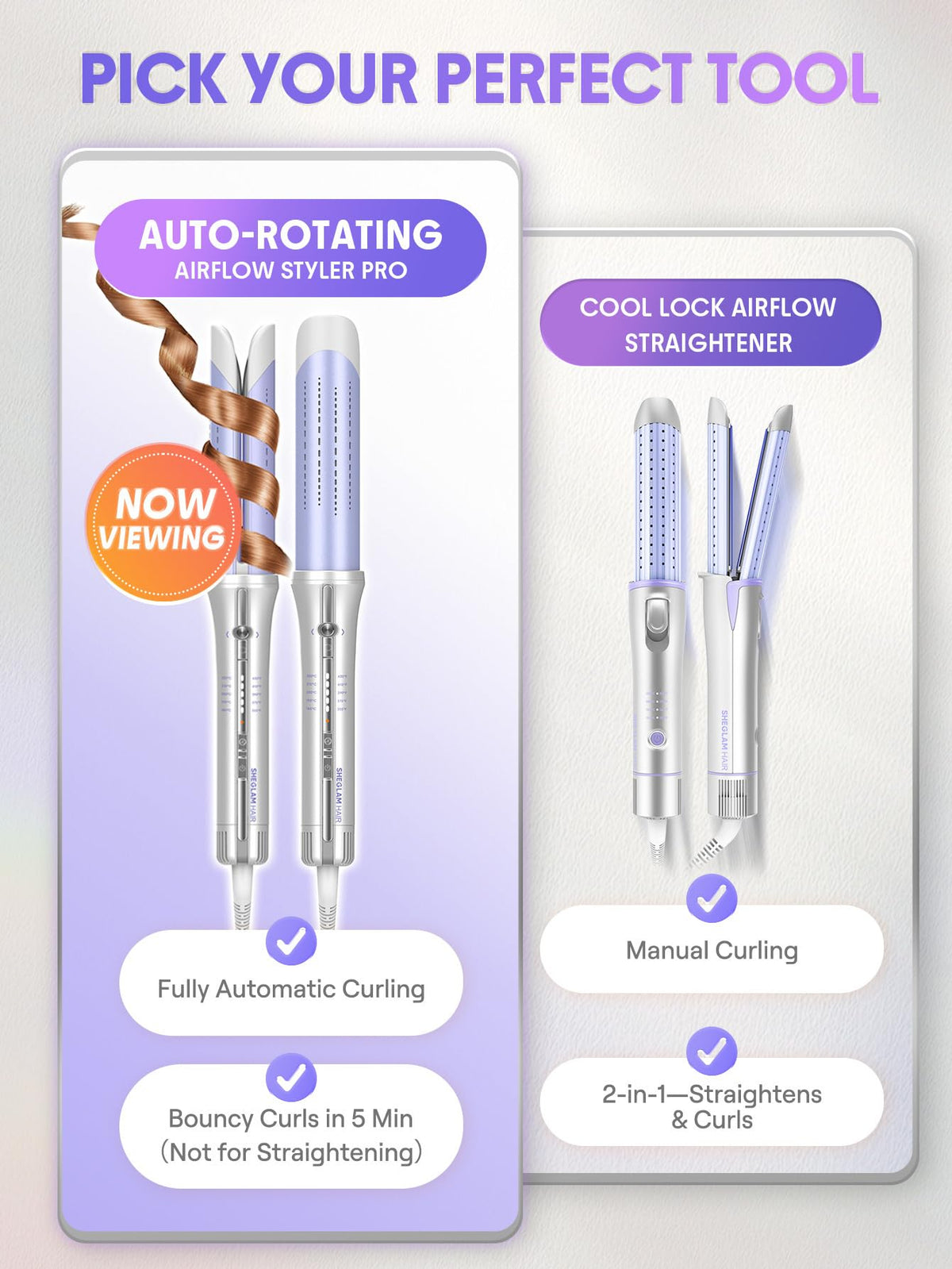 SHEGLAM One Touch Airflow Styler Pro temperature settings