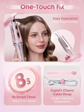 SHEGLAM Pink Curling Iron close-up of heart-shaped details