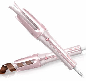 SHEGLAM Pink Curling Iron front view with heart-shaped power button