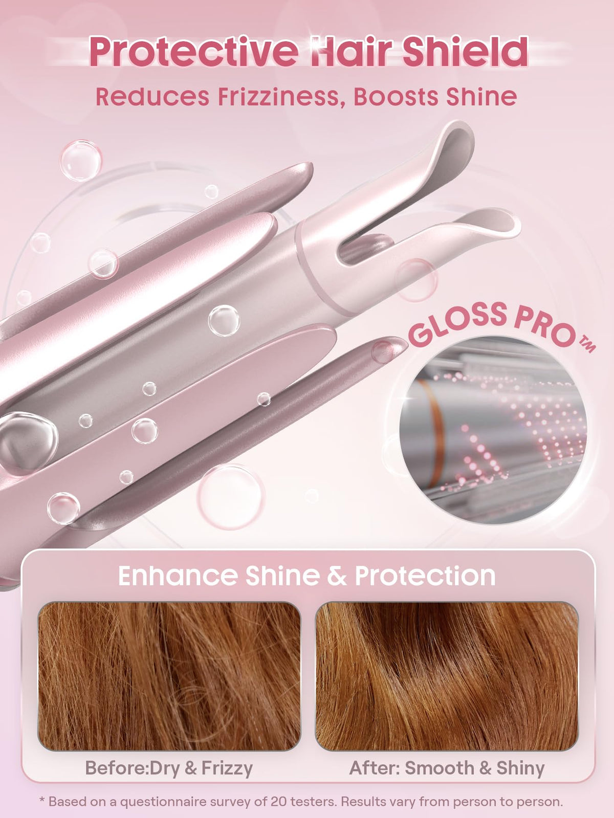 SHEGLAM Pink Curling Iron lifestyle scene with styled hair