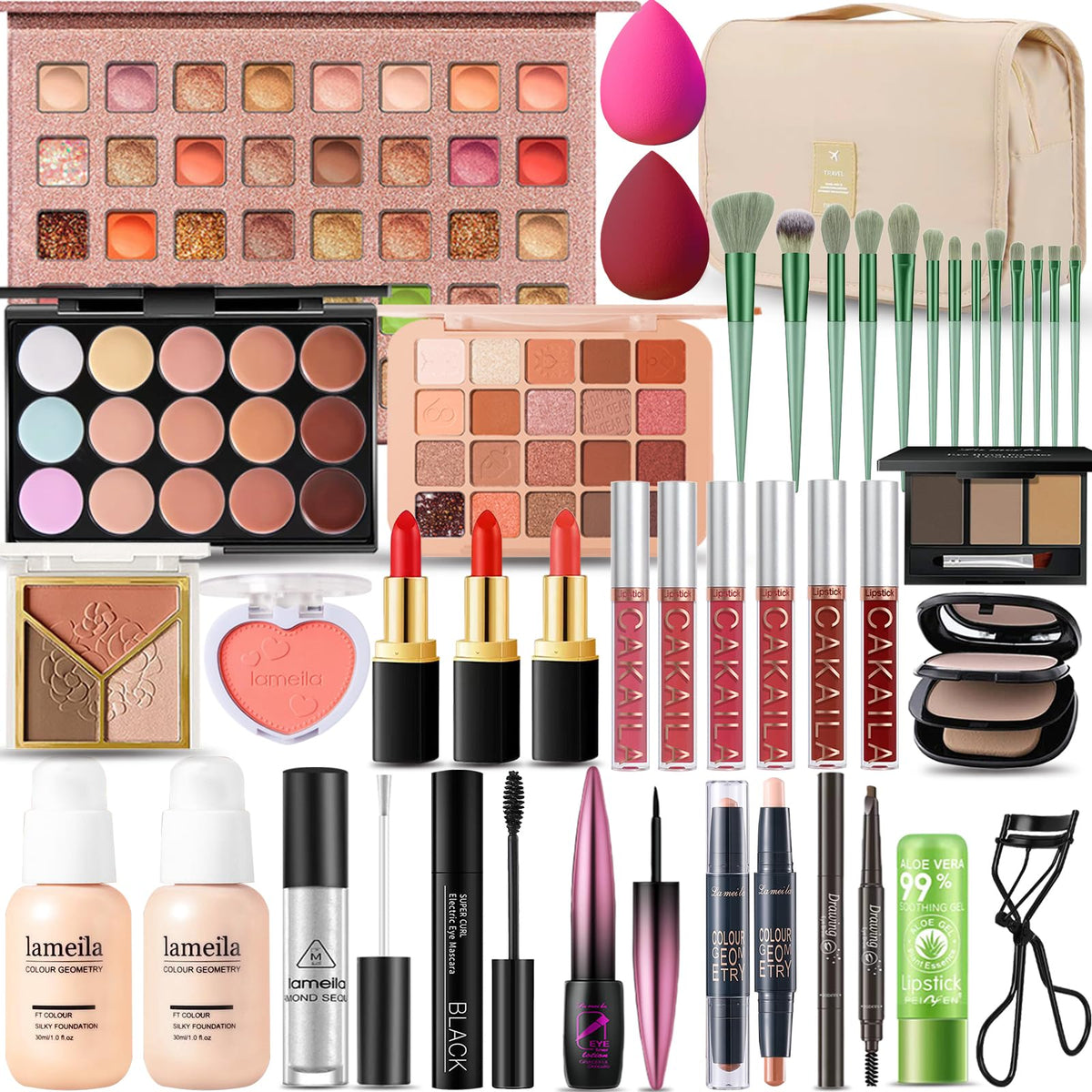 SHELAKIN All-in-One Makeup Kit front view with 40 eyeshadow shades