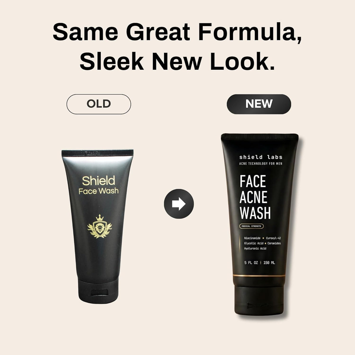 Shield Face Acne Wash for Men 5.1 oz back view
