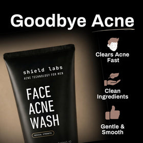 Shield Face Acne Wash for Men with texture on hand
