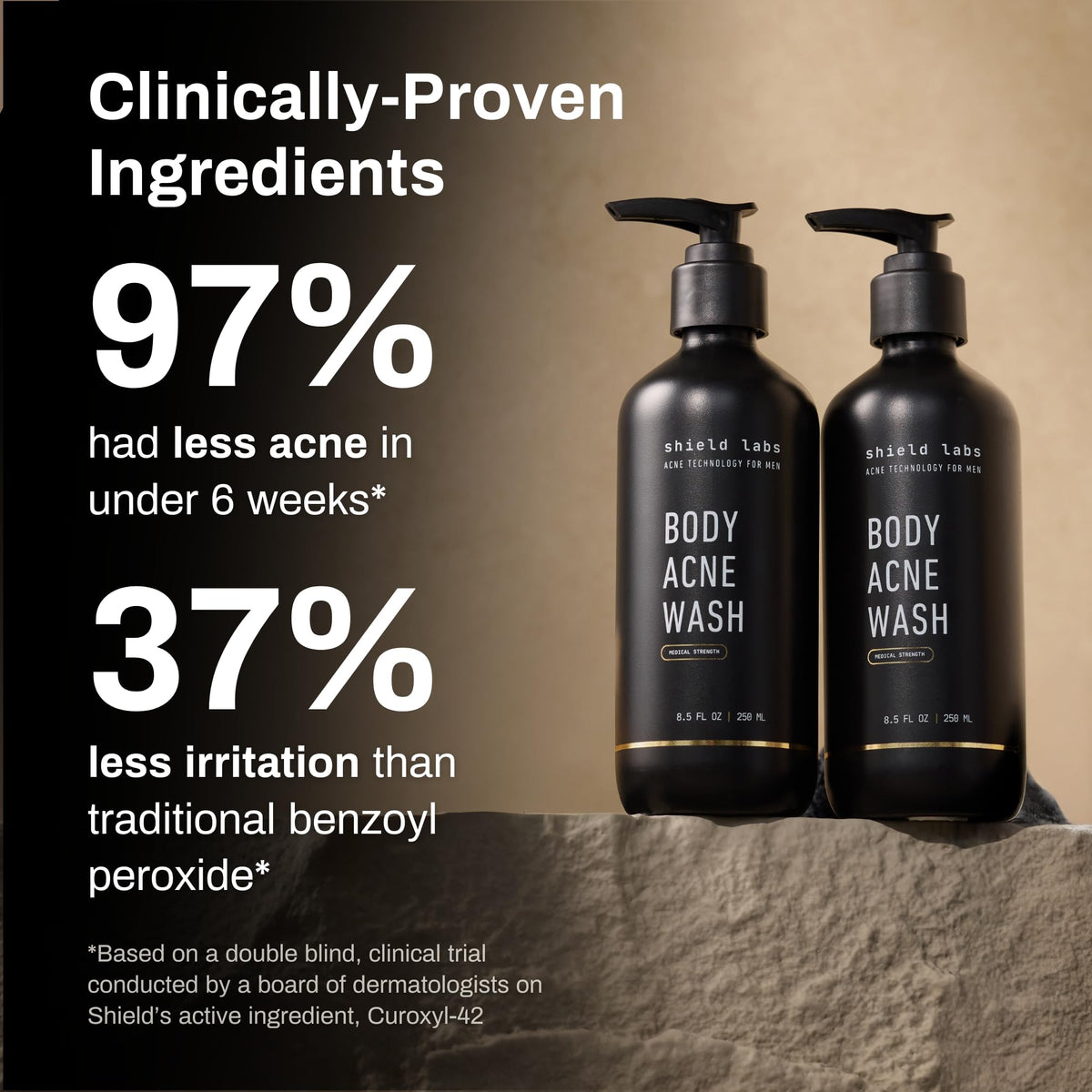 Shield Men's Acne Body Wash bottle side view