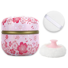 SHIMIDO Body Powder Puff Container with pink flower design