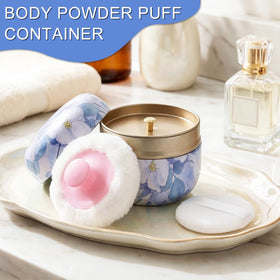 SHIMIDO Body Powder Puff Container with two included powder puffs