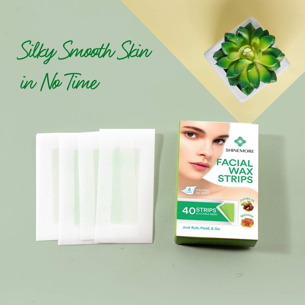 ShineMore Facial Wax Strips showing application process