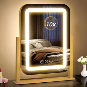 Shinerva 12"×13.9" vanity mirror front view with lights