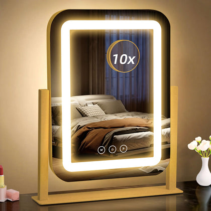 Shinerva 12"×13.9" vanity mirror front view with lights
