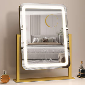 Shinerva 13.1"×16.7" LED Makeup Mirror front view with lights