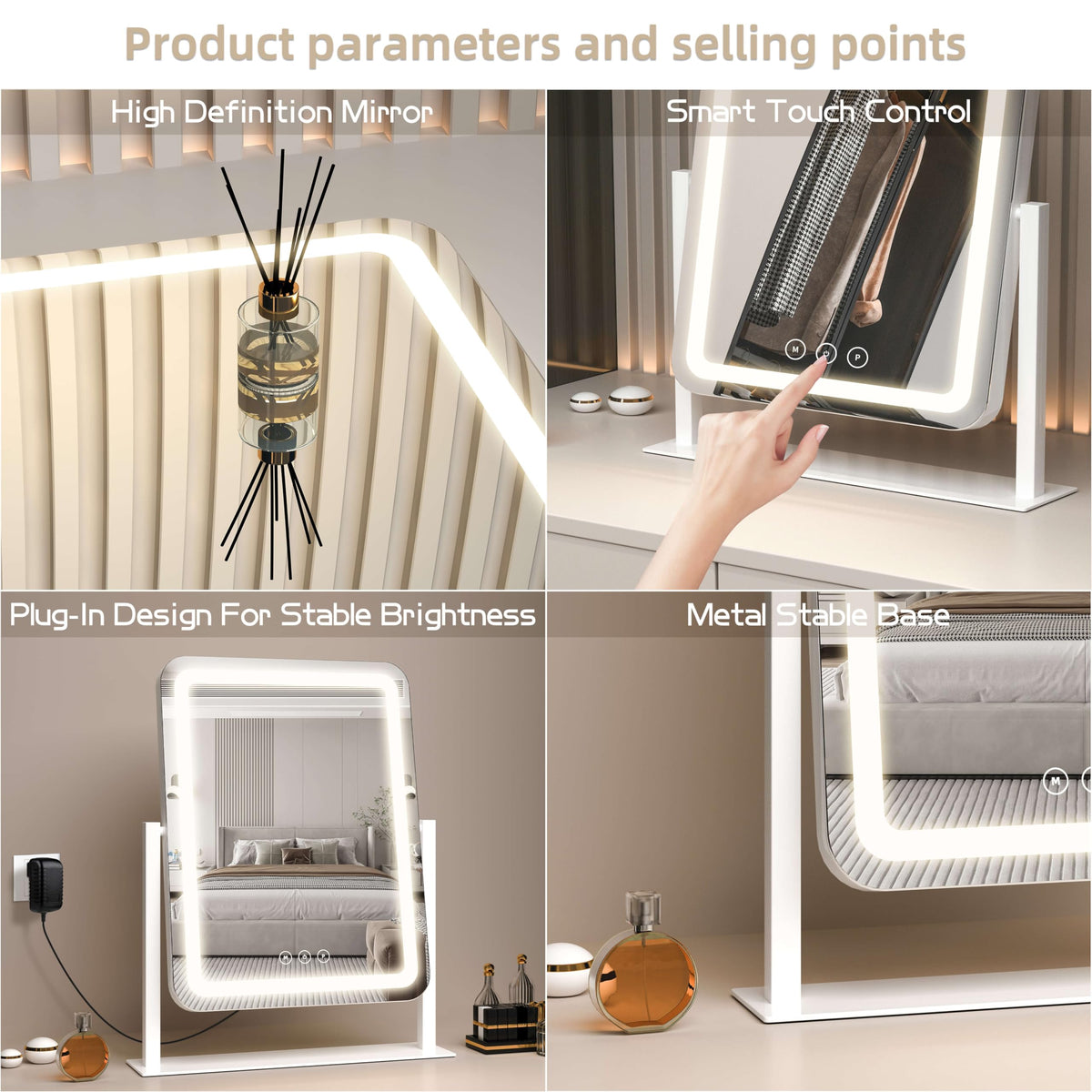 Shinerva Vanity Mirror close-up of touch-sensitive control