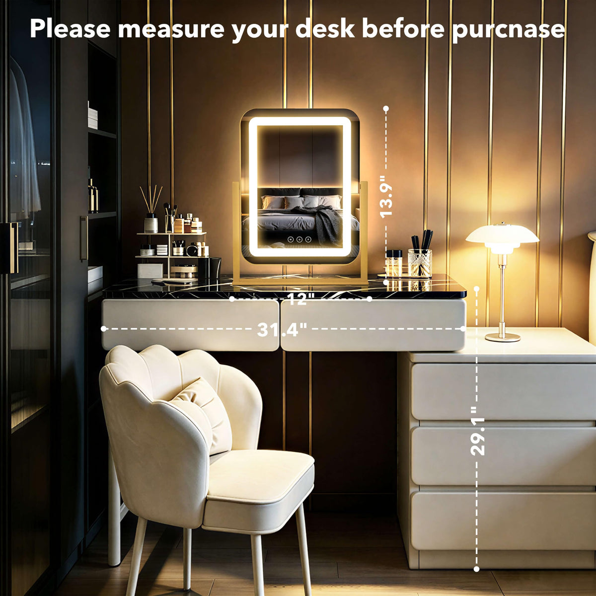 Shinerva vanity mirror demonstrating memory function