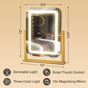 Shinerva vanity mirror side view showing the gold frame