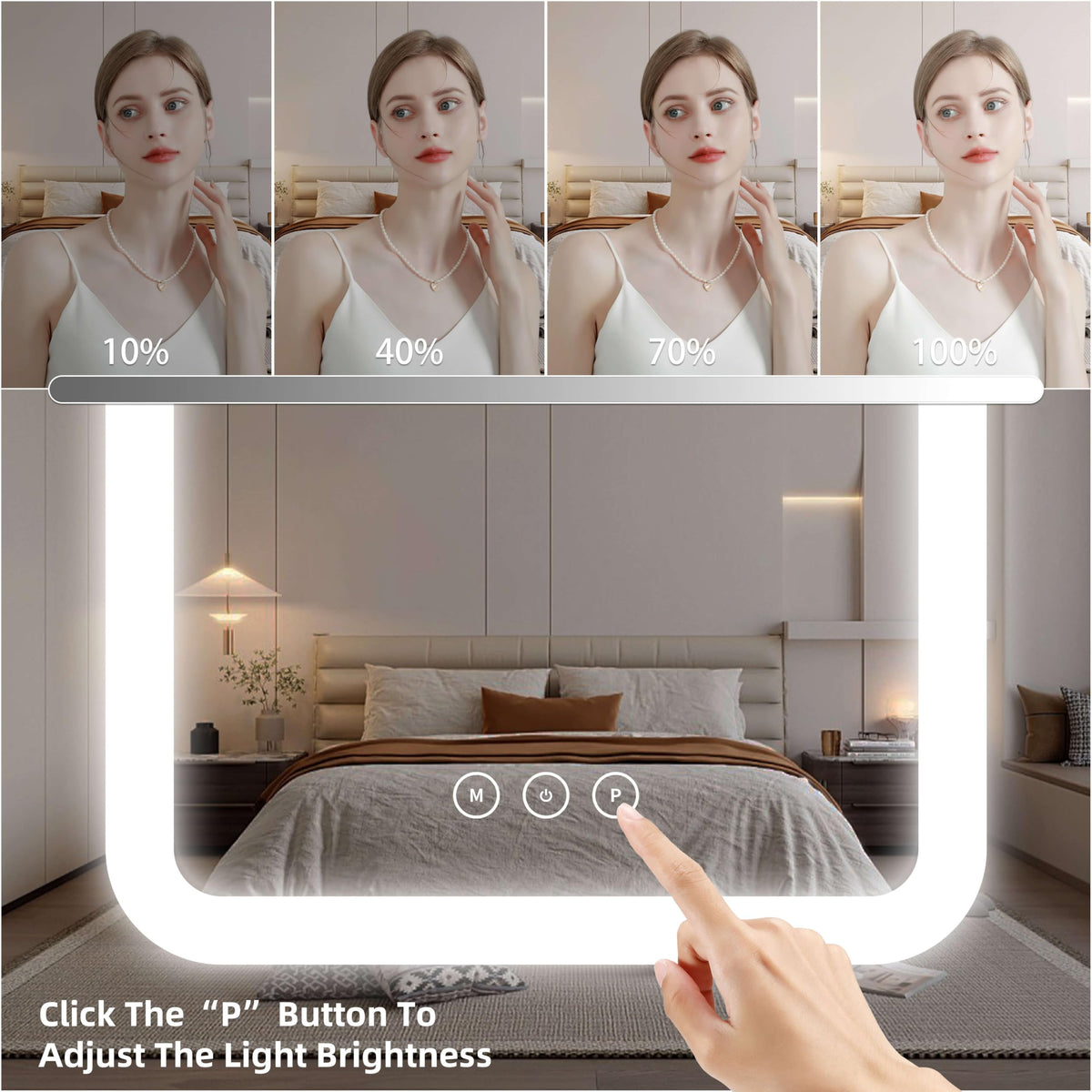 Shinerva Vanity Mirror side view with solid metal frame