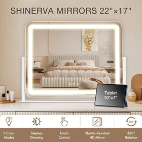 Shinerva Vanity Mirror with LED lights on a makeup table