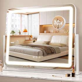 Shinerva Vanity Mirror with Lights front view, 22"x17" size