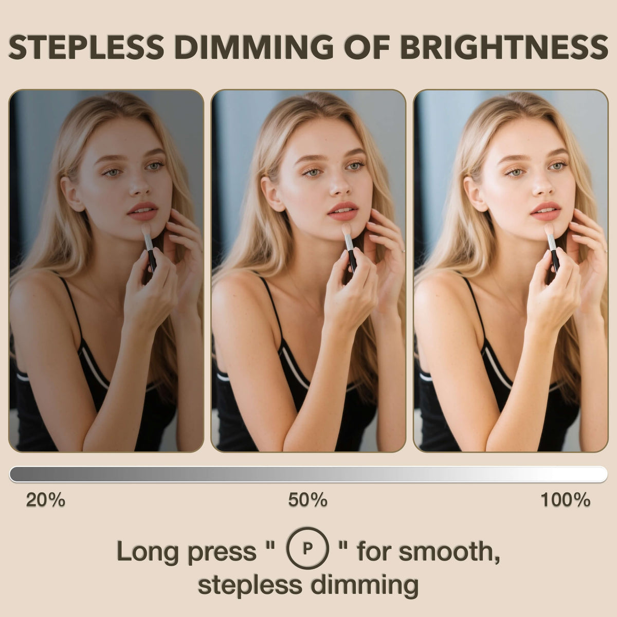 Shinerva Vanity Mirror with Lights showing cool light mode