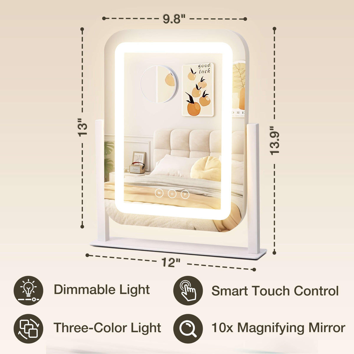 Shinerva Vanity Mirror with Lights side view