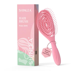 SHINLEA Detangle Hair Brush front view in pink