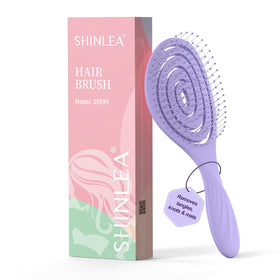 SHINLEA Detangle Hair Brush front view in purple