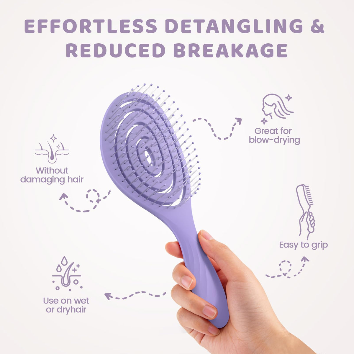 SHINLEA Detangle Hair Brush showing spiral design
