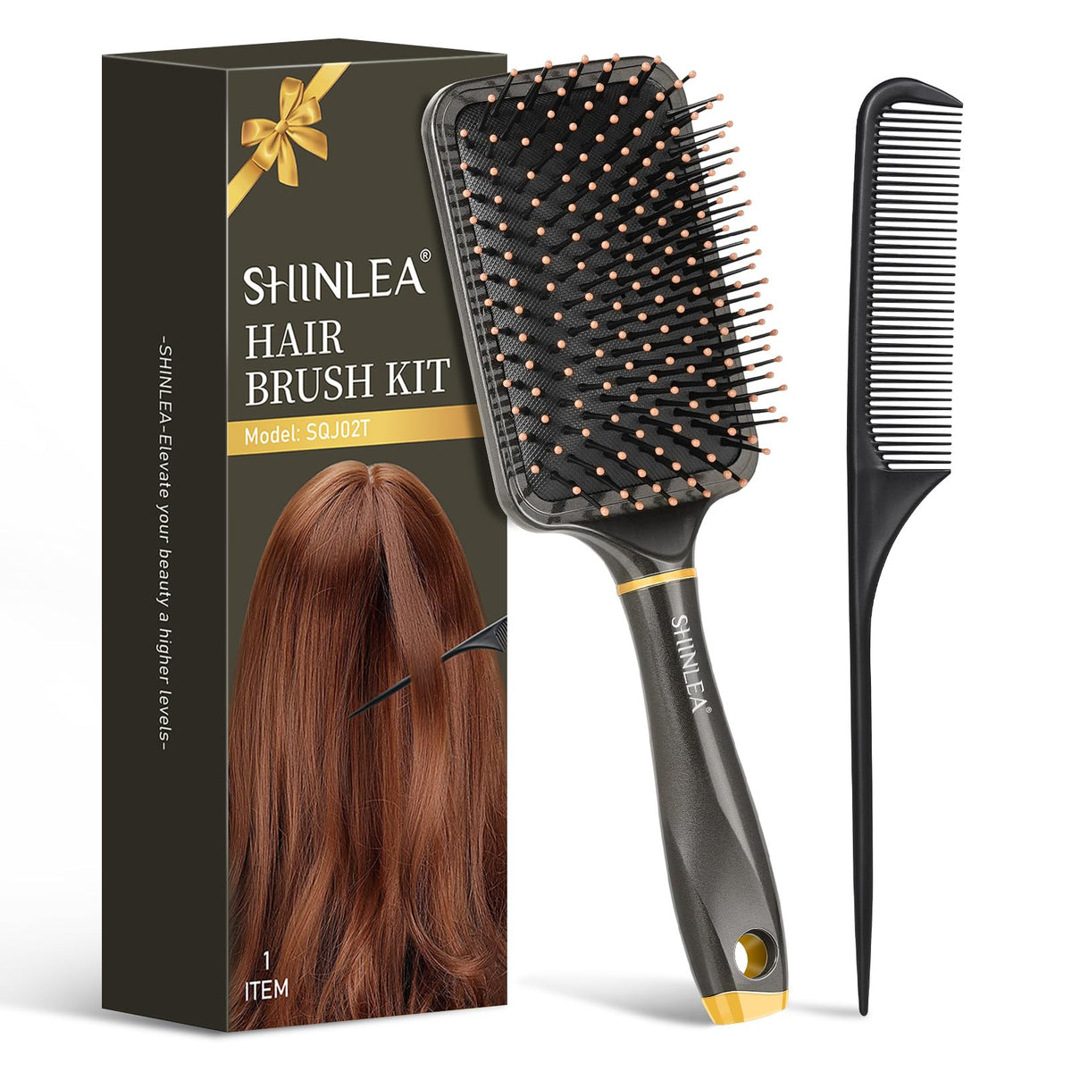 SHINLEA Detangling Brush front view with large paddle design