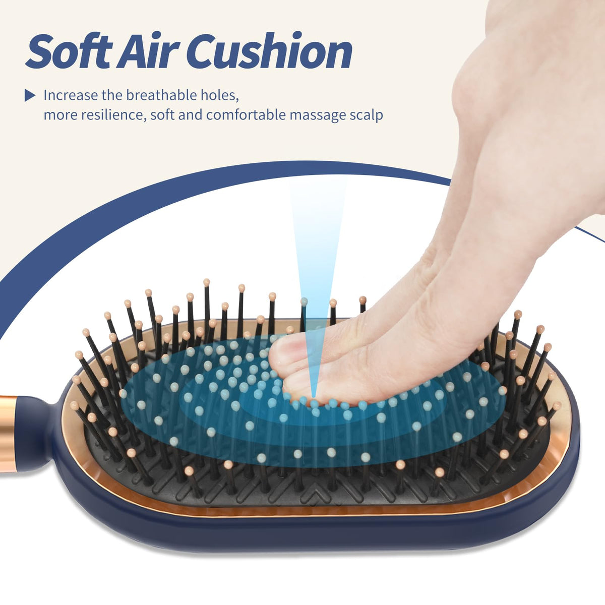 SHINLEA Large Paddle Brush in hand demonstrating ergonomic design