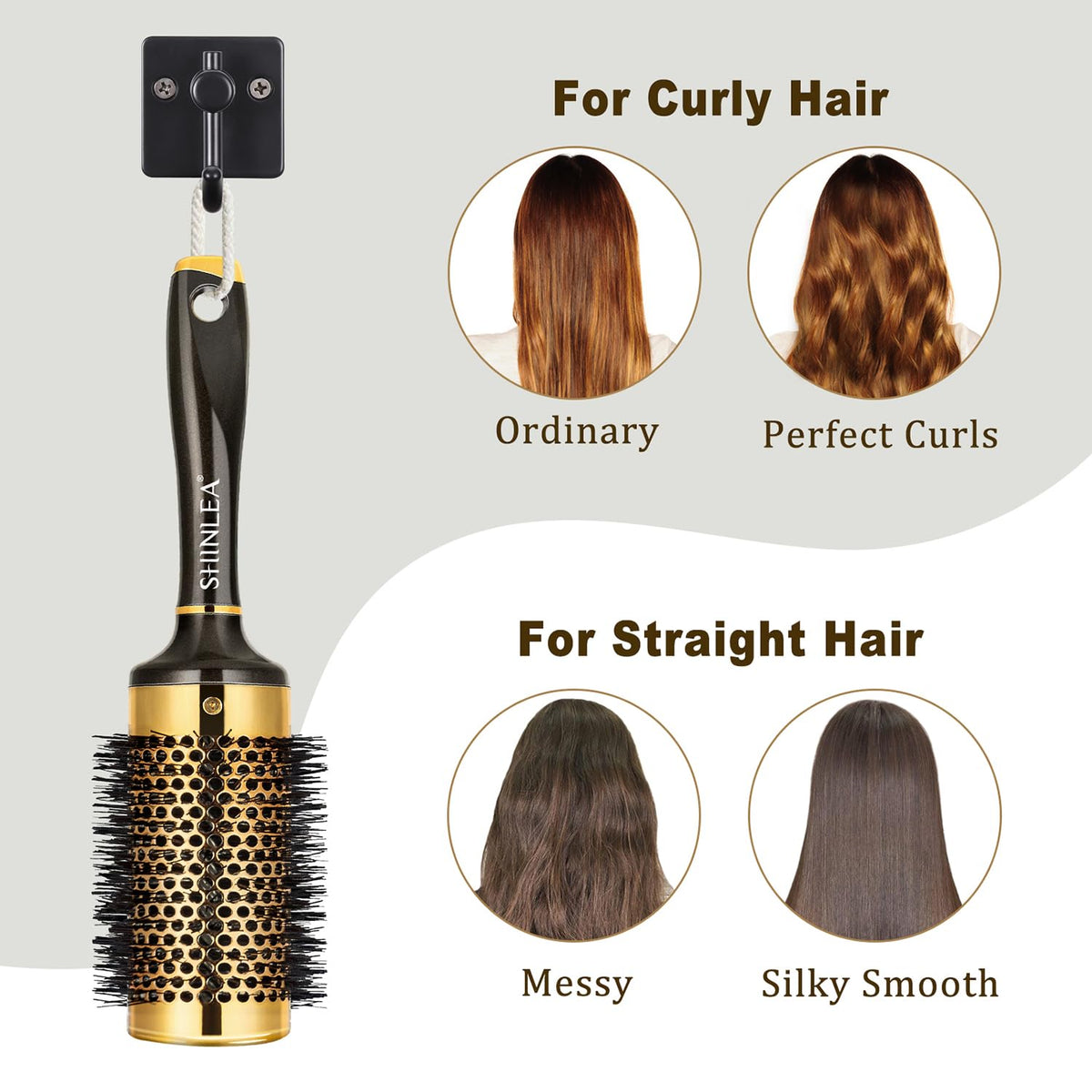 SHINLEA Large Round Brush creating curls on medium hair