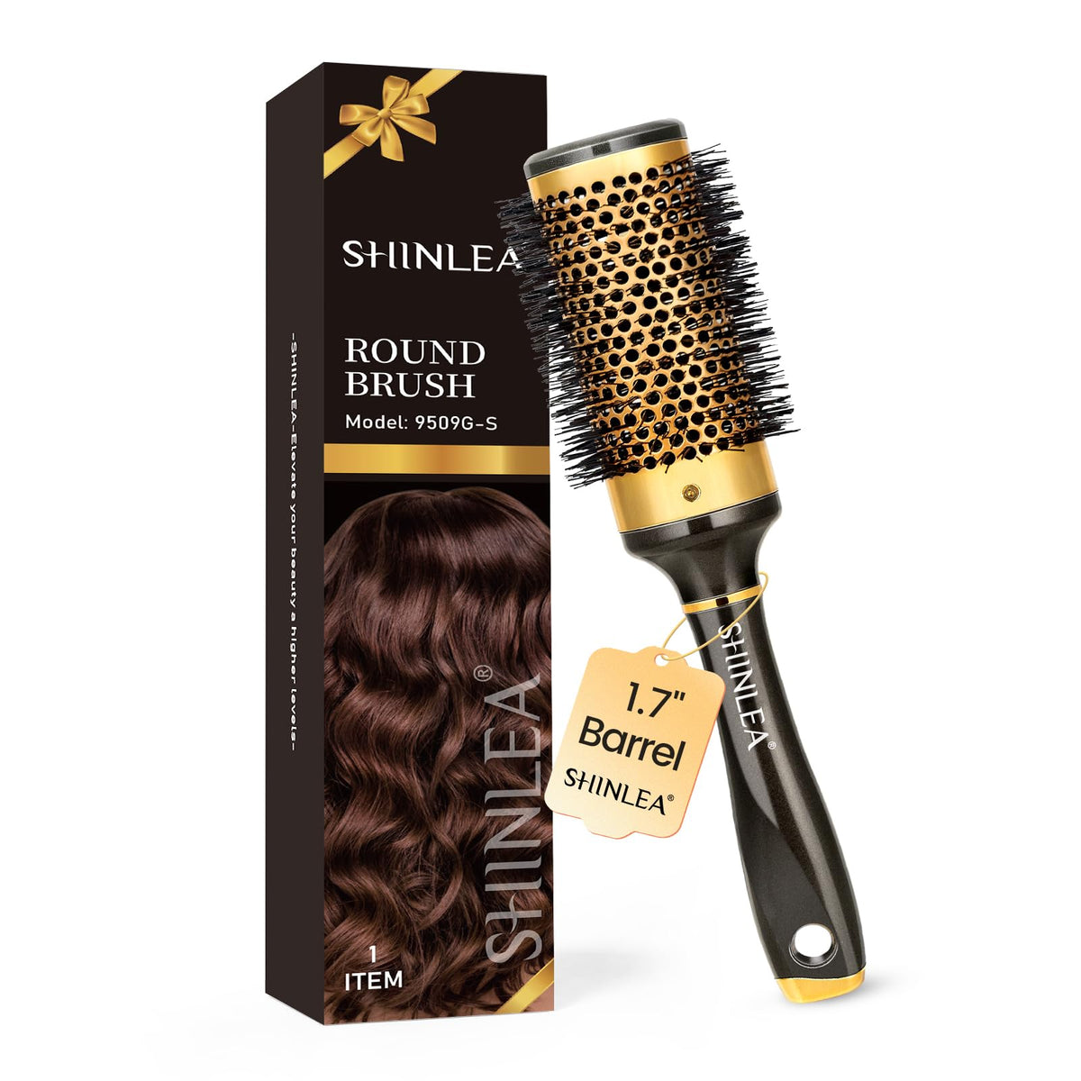 SHINLEA Round Hair Brush 1.7 inch barrel front view