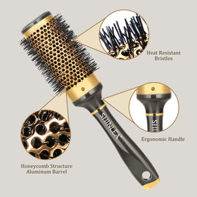 SHINLEA Round Hair Brush showcasing honeycomb vents