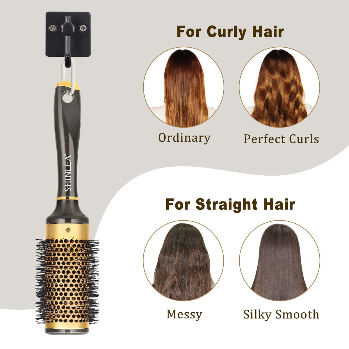 SHINLEA Round Hair Brush styling hair with curls