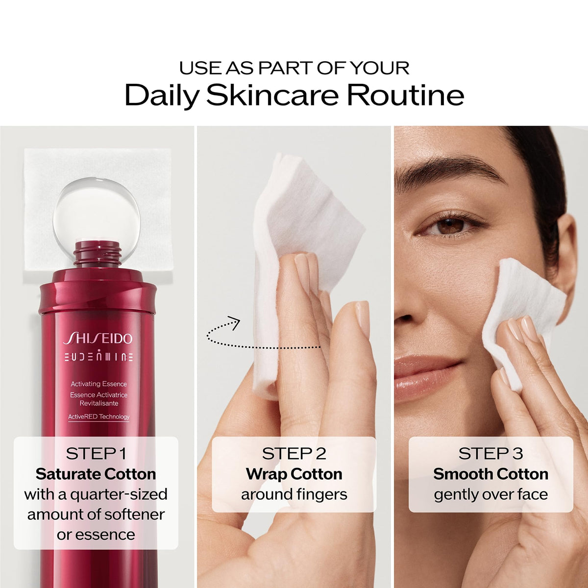 Shiseido Facial Cotton Pads stacked on a vanity