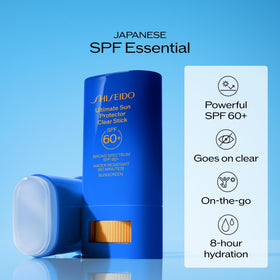 Shiseido Ultimate Sun Protector Clear Stick SPF 60+ application on skin