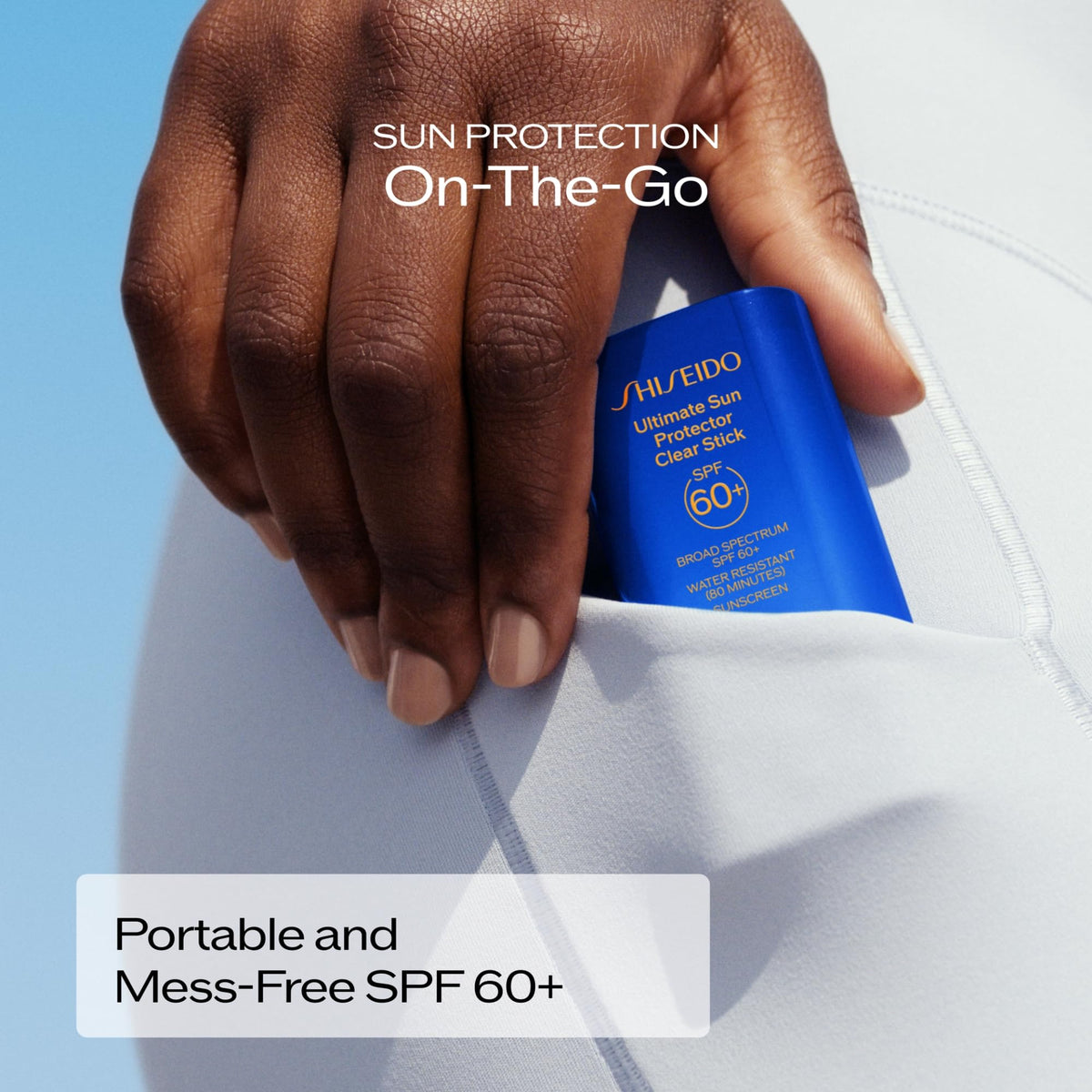 Shiseido Ultimate Sun Protector Clear Stick SPF 60+ in hand