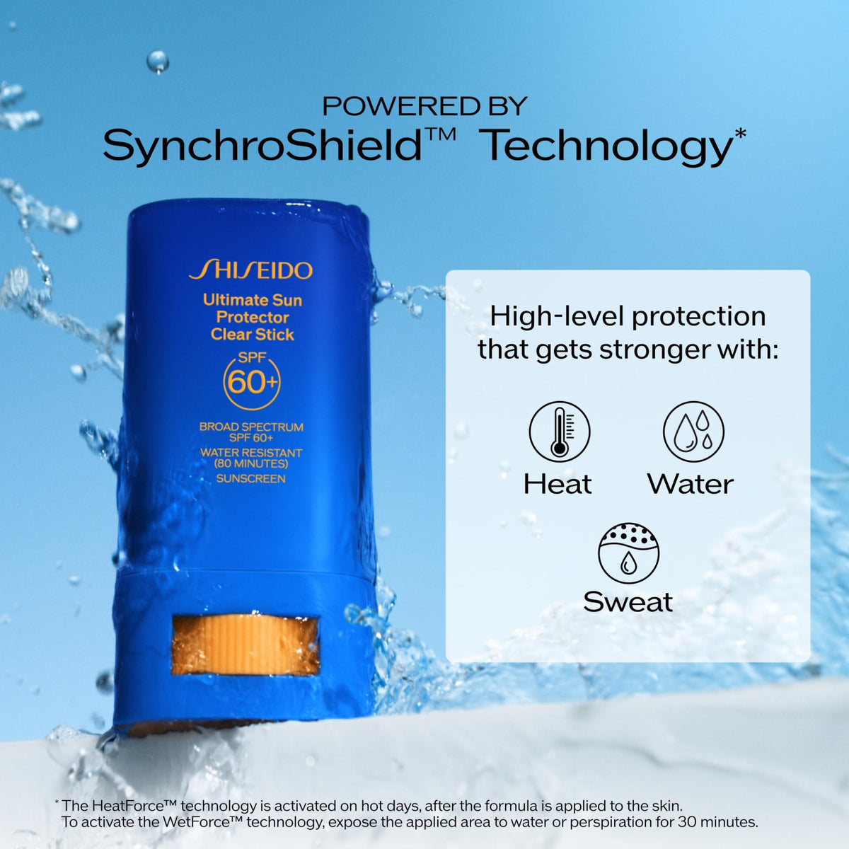 Shiseido Ultimate Sun Protector Clear Stick SPF 60+ on outdoor background