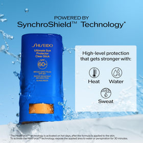 Shiseido Ultimate Sun Protector Clear Stick SPF 60+ on outdoor background