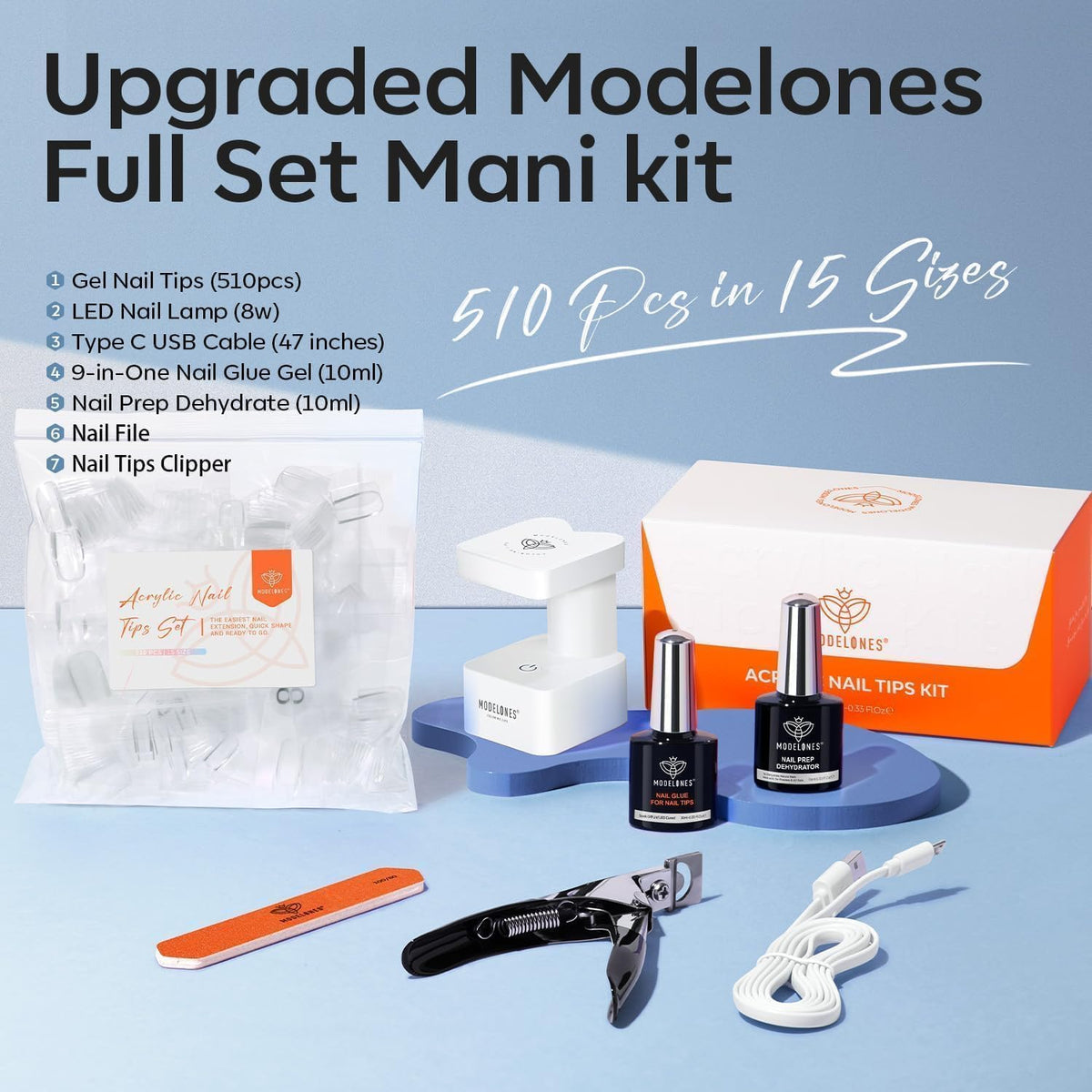 short square nail tips from modelones Gel Nail Kit