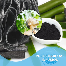 Shower Bouquet charcoal loofah with soft mesh texture