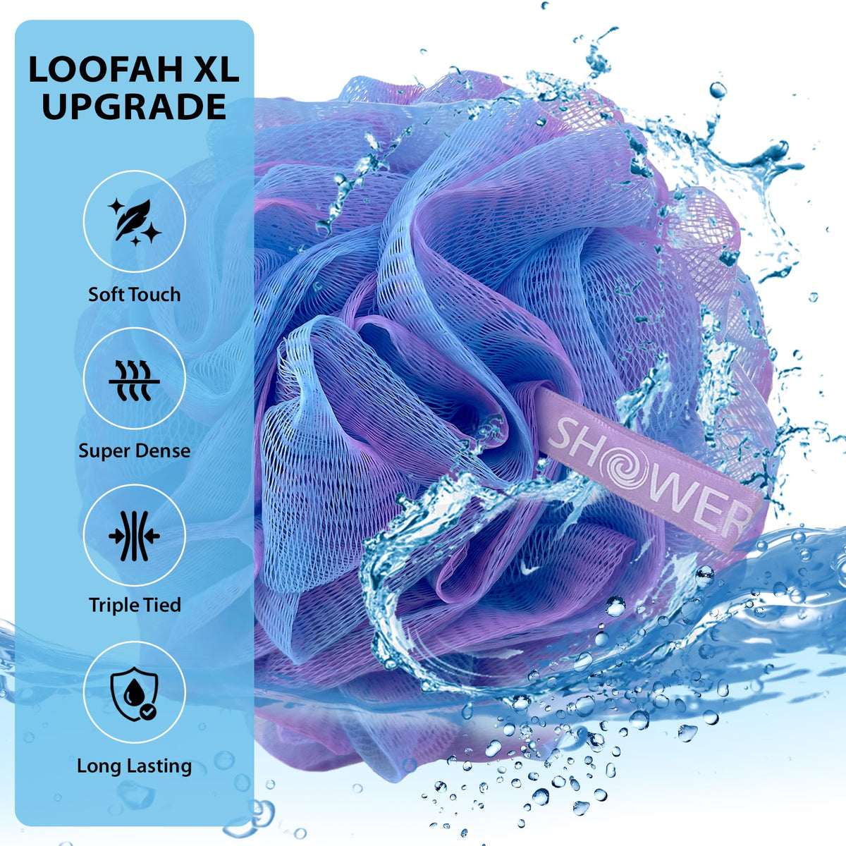 Shower Bouquet Loofah Bath-Sponge XL green-lavender packaging