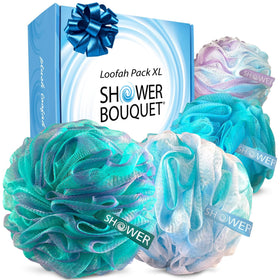Shower Bouquet Loofah Bath Sponge XL multi-color pack front view