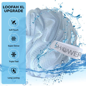 Shower Bouquet loofah bath sponges displayed in a gift set