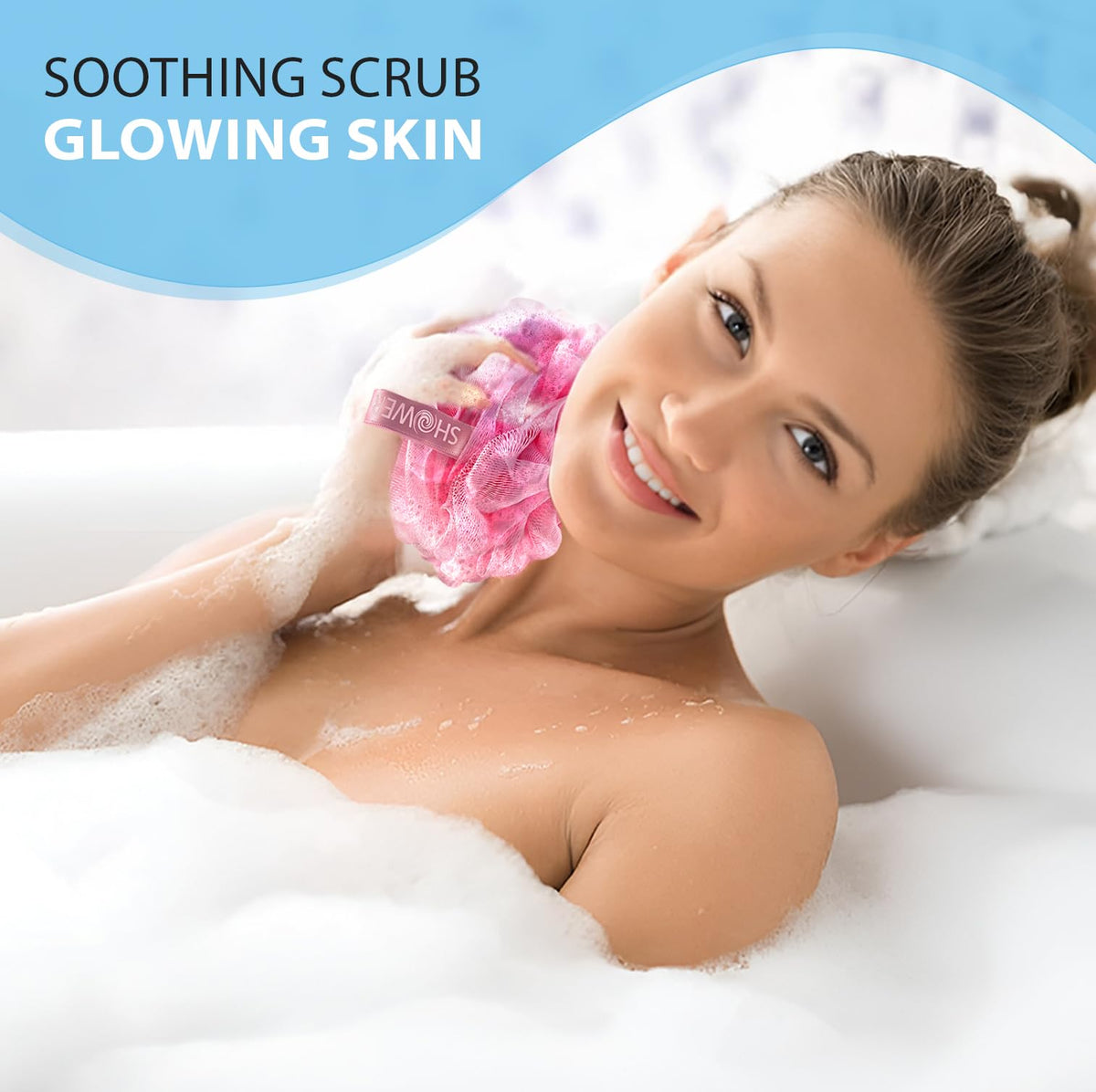 Shower Bouquet Pink Loofah Bath Sponge XL in gift packaging