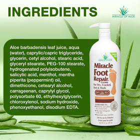 Showing Miracle of Aloe Foot Repair Cream alongside other foot care products