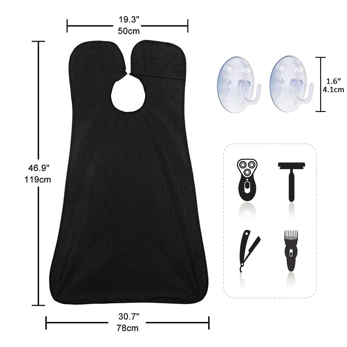 Showvigor Beard Bib secured to mirror with suction cups