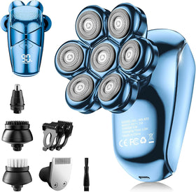 SHPAVVER 5-in-1 Electric Head Shaver front view in dark blue